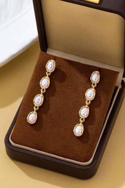 Organic Baroque Pearl Linear Drop Earrings | 80E62691