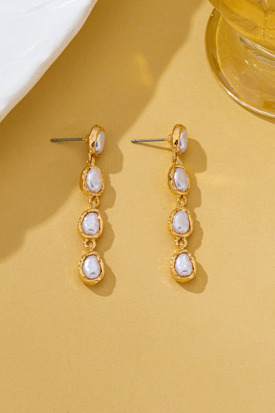 Organic Baroque Pearl Linear Drop Earrings | 80E62691