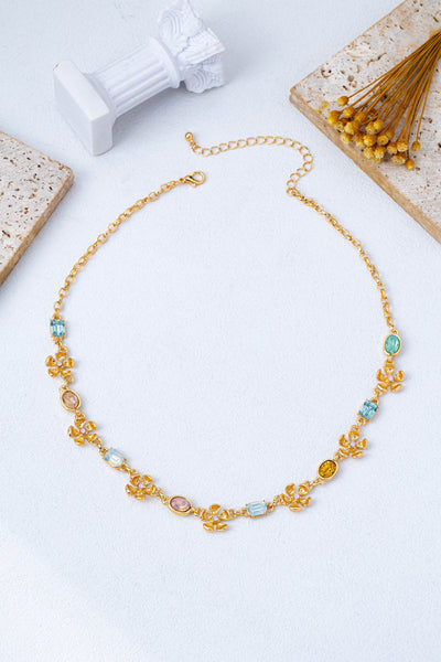 Vintage Floral & Pastel Crystal Link Necklace | 80N93432
