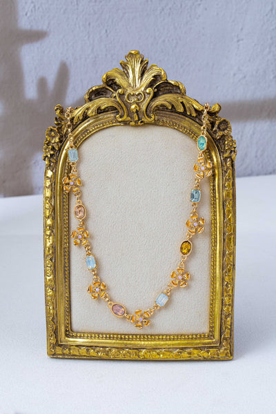 Vintage Floral & Pastel Crystal Link Necklace | 80N93432