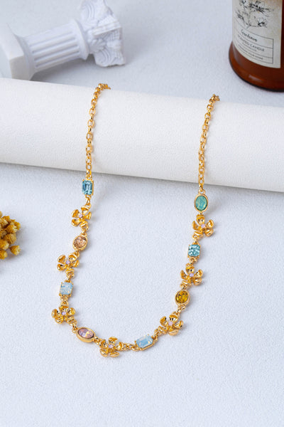 Vintage Floral & Pastel Crystal Link Necklace | 80N93432