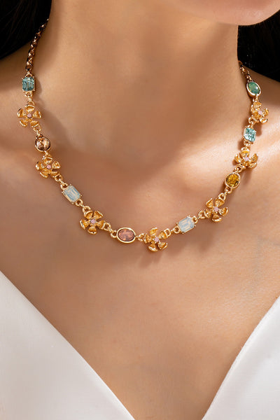 Vintage Floral & Pastel Crystal Link Necklace | 80N93432