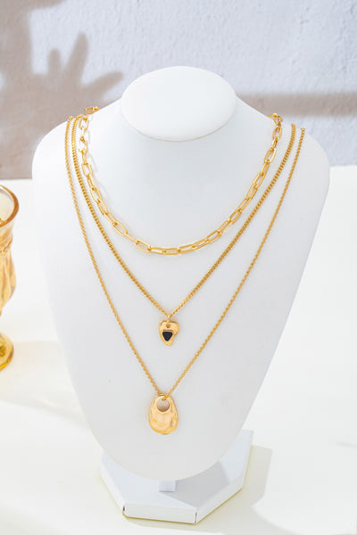 Multi-Layered Heart & Organic Drop Toggle Necklace| 80N93436