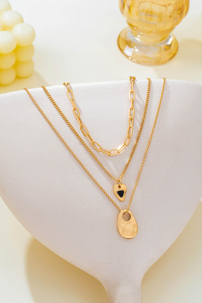 Multi-Layered Heart & Organic Drop Toggle Necklace| 80N93436