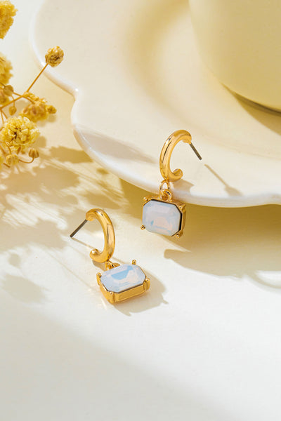 Crystal Emerald-Cut Huggie Hoop Earring | 80E62706