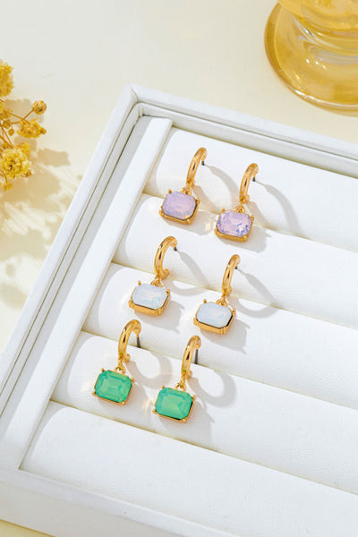 Crystal Emerald-Cut Huggie Hoop Earring | 80E62706