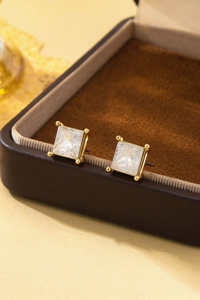 Square-cut glitter Stone Stud Earring | 80E62708