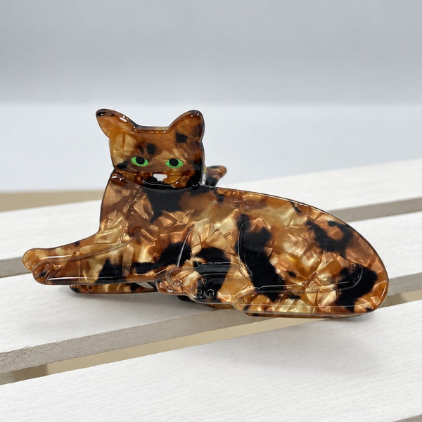 Tortoiseshell Reclining Cat Hair Claw Clip | 40H1221