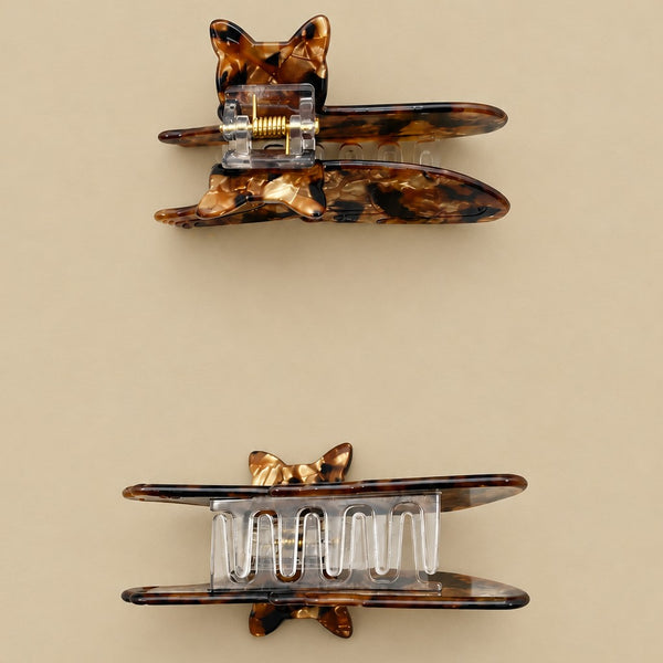 Tortoiseshell Reclining Cat Hair Claw Clip | 40H1221