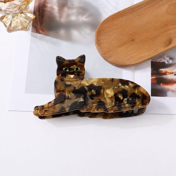 Tortoiseshell Reclining Cat Hair Claw Clip | 40H1221