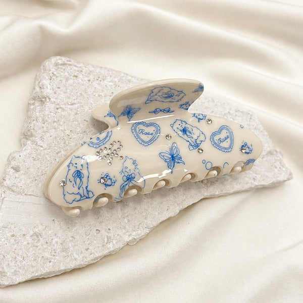 BLUE TOILE PRINT HAIR CLAW CLIPS | 40H1159