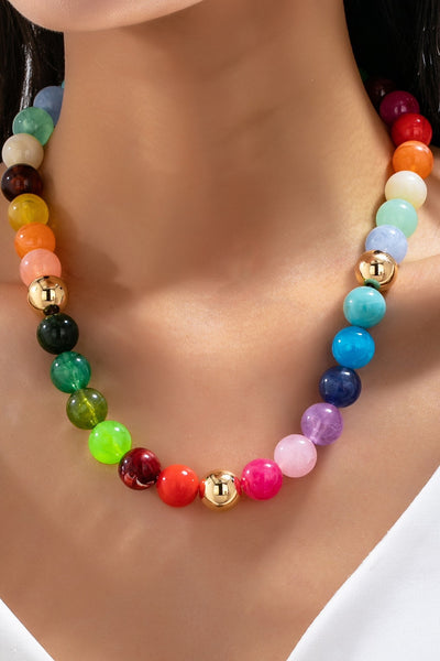 Rainbow Marbled Resin Bead Necklace | 80N93447