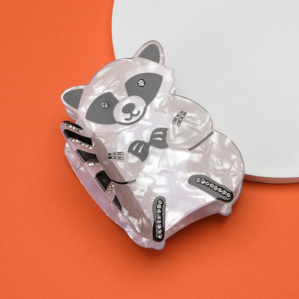Rhinestone Jumbo Racoon Squirrel Hair Claw Clips | 40H1165