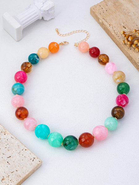 Vintage-Inspired Multi Marbled Resin Necklace | 80N93441