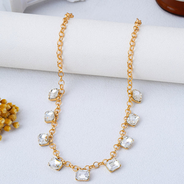Emerald-Cut Crystal Chain Necklace | 80N93470