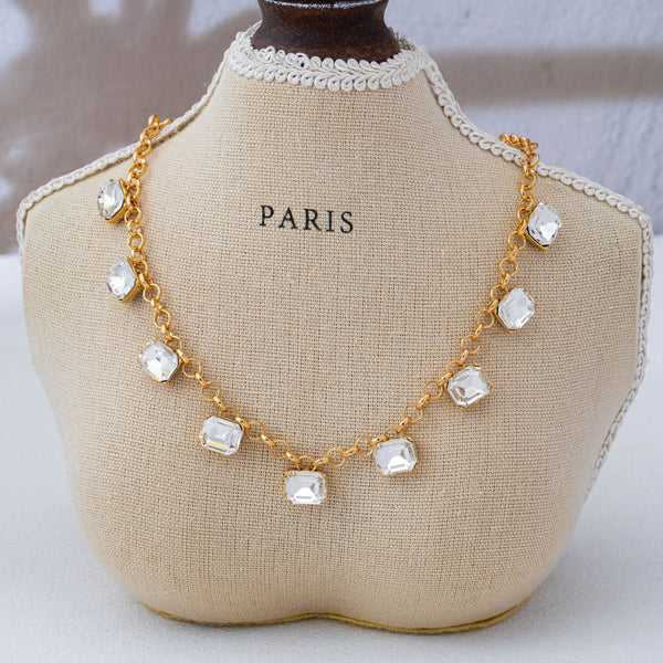Emerald-Cut Crystal Chain Necklace | 80N93470