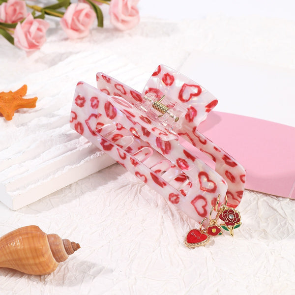 Valentine's Dangling Charm Heart Hair Claw Clips | 40H1169