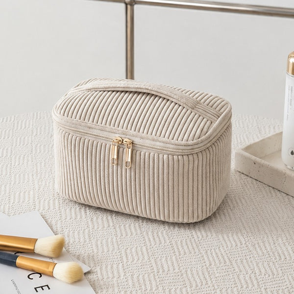 CORDUROY COSMETIC MAKEUP POUCH BAG | 40P635