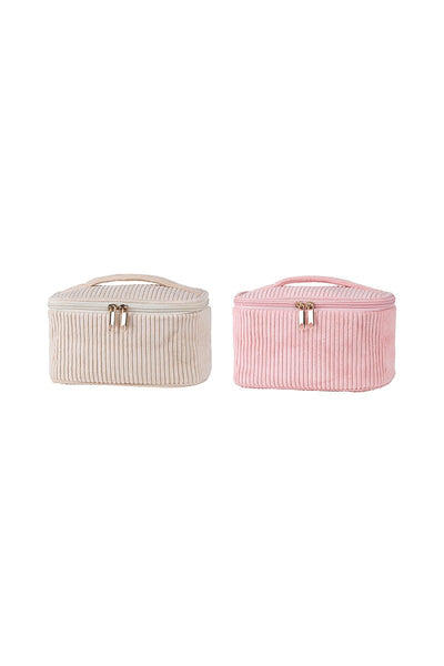 CORDUROY COSMETIC MAKEUP POUCH BAG | 40P635