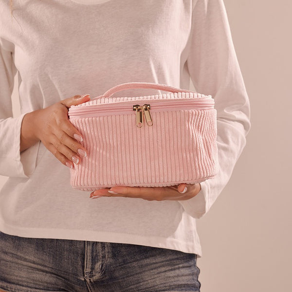 CORDUROY COSMETIC MAKEUP POUCH BAG | 40P635