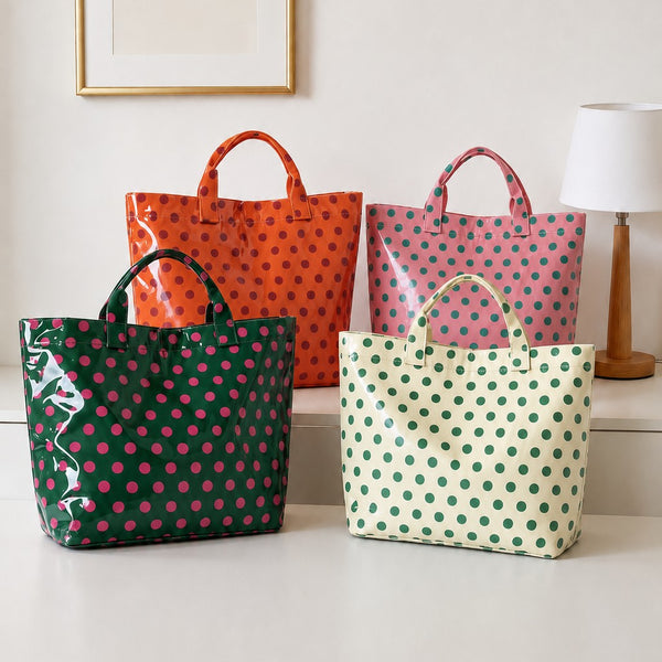 Large Striped Vinyl Tote Bags | 40P636