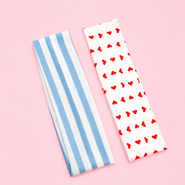 Stripe Heart Printed Yoga Headband 2-pc Set| 40HWP601-Pack 2