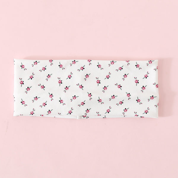 Pink Pinstripe & Floral Printed Headband Set | 40HWP603