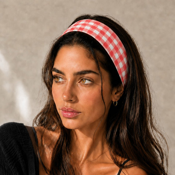 Red Gingham & Black Polka Dot Headband 2-pc Set| 40HWP604