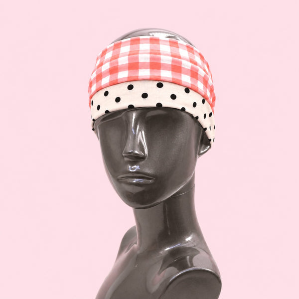 Red Gingham & Black Polka Dot Headband 2-pc Set| 40HWP604
