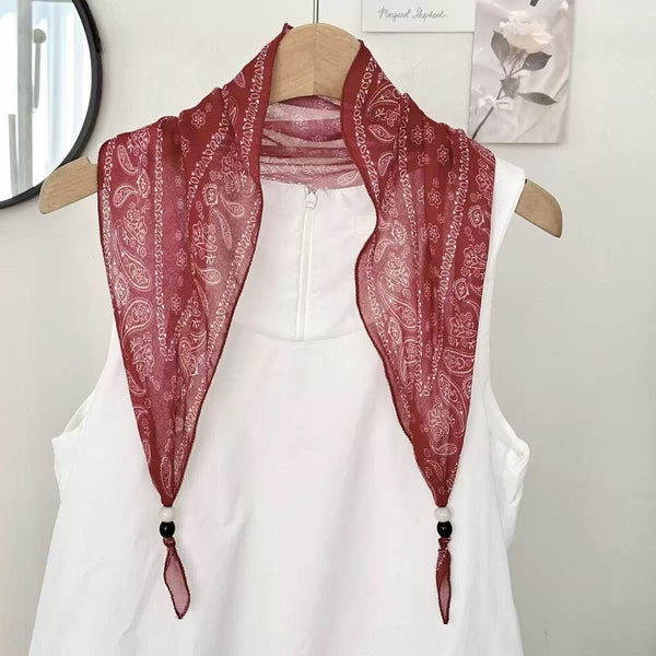 Paisley Beaded skinny Scarf Necklace | 40NK9801