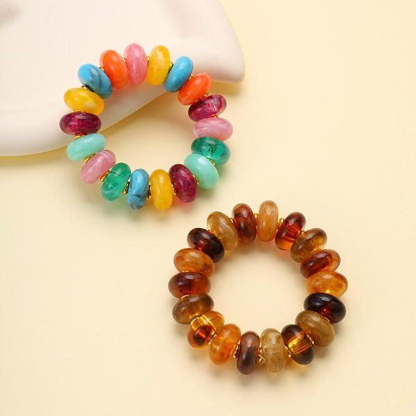 Chunky Resin Rondelle Beaded Stretch Bracelet | 40B5287