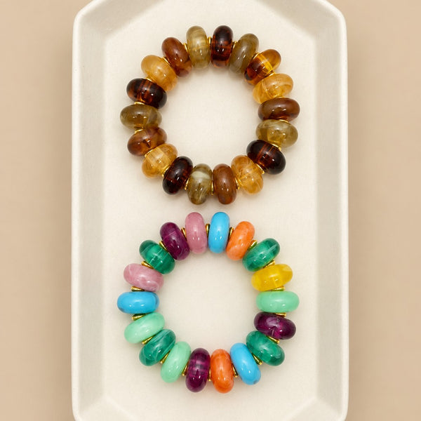 Chunky Resin Rondelle Beaded Stretch Bracelet | 40B5287