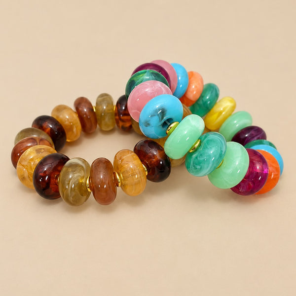 Chunky Resin Rondelle Beaded Stretch Bracelet | 40B5287
