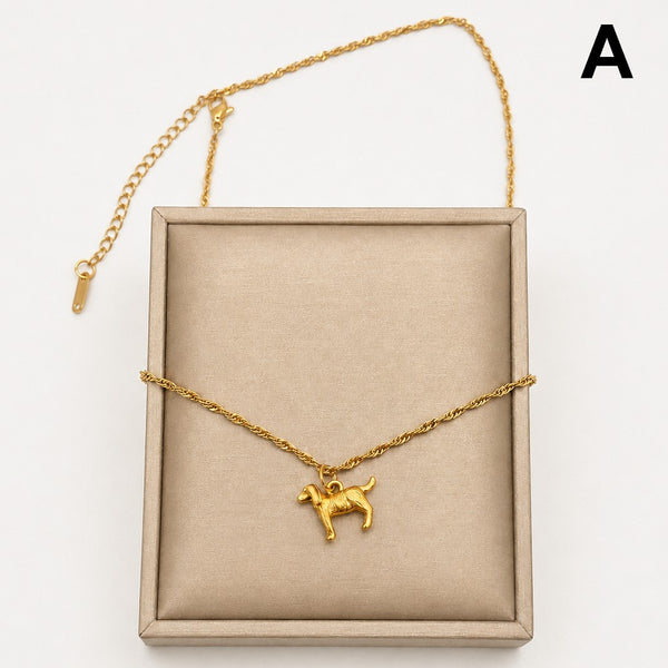 18K STAINLESS STEEL DOG CHARM NECKLACE | 40NK9765