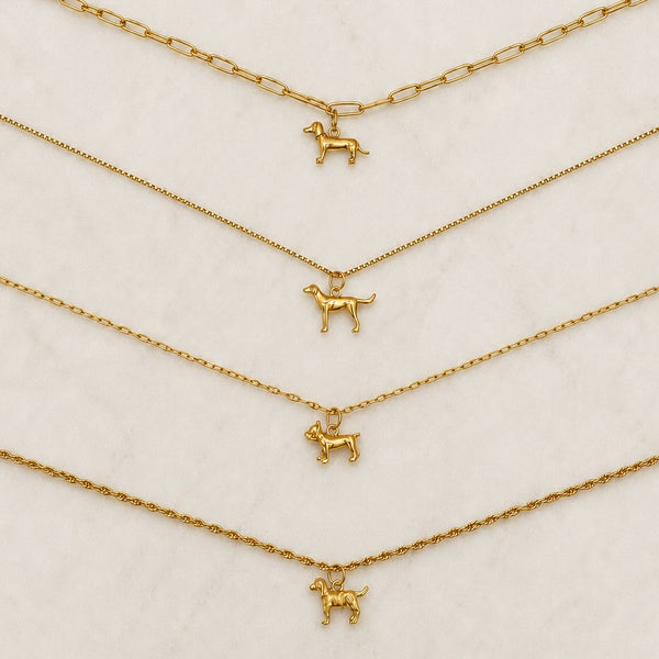 18K STAINLESS STEEL DOG CHARM NECKLACE | 40NK9765