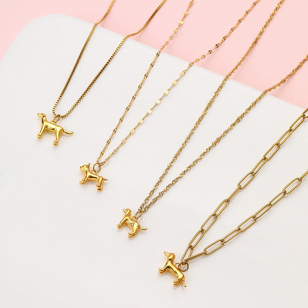 18K STAINLESS STEEL DOG CHARM NECKLACE | 40NK9765