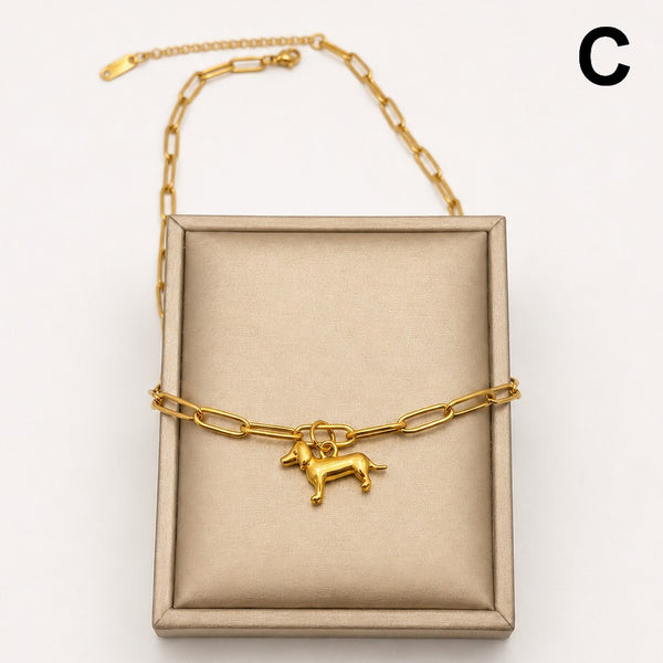 18K STAINLESS STEEL DOG CHARM NECKLACE | 40NK9765