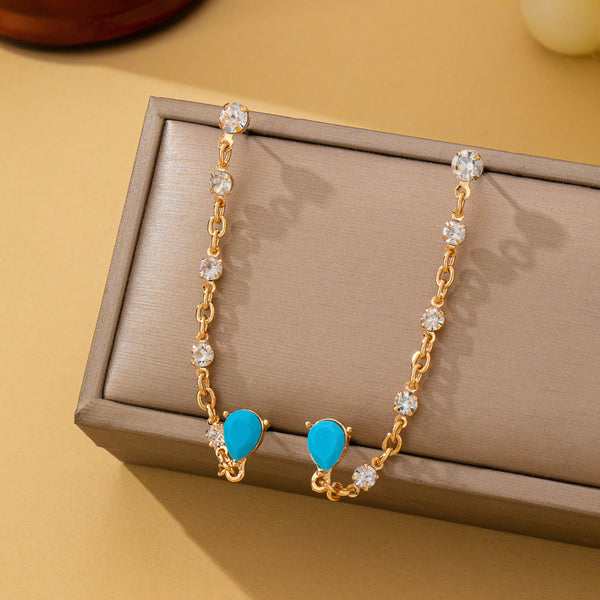 Turquoise Crystal Chain Loop Earrings | 80E62936