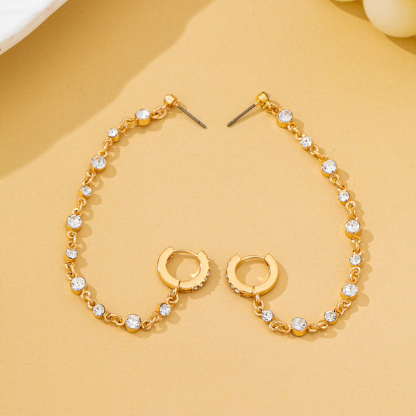 Crystal Stud Double Piercing Drop Earrings | 80E62939