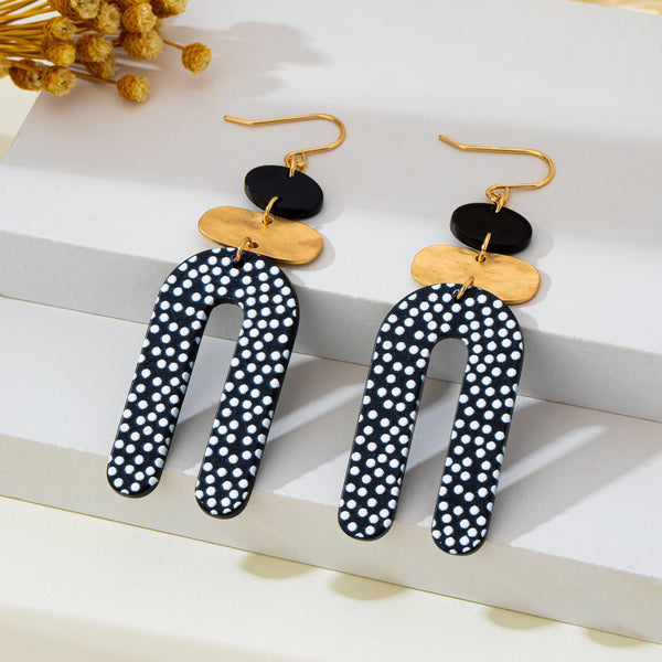 Polka Dot Arch Statement Drop Earrings | 80E63312