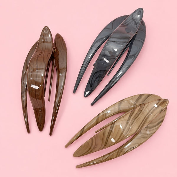Marbled Elongated Hair Claw Clips | 40H1186
