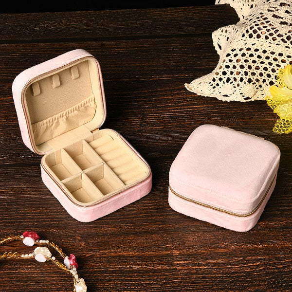 VELVET JEWELRY ORGANIZER TRAVEL BOX CASE | 40P642