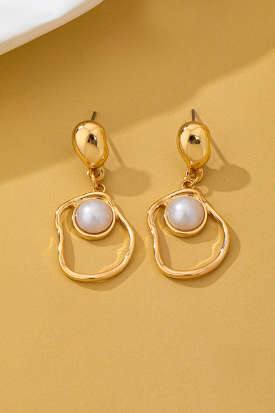 Abstract Molten Gold Pearl Drop Earrings | 80E62955