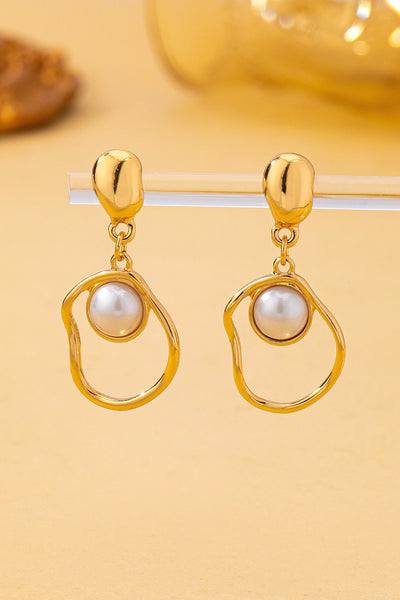 Abstract Molten Gold Pearl Drop Earrings | 80E62955