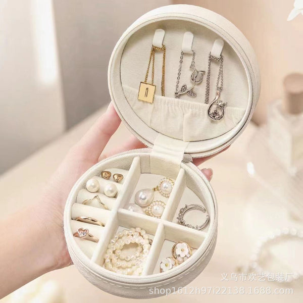 ROUND JEWELRY ORGANIZER TRAVEL BOX CASE | 40P643