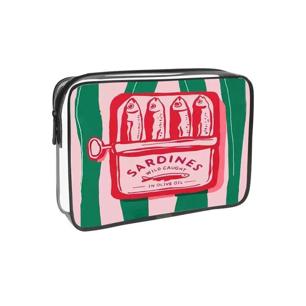 Sardine Tin Graphic Clear Cosmetic Travel Pouch Bag | 40P658