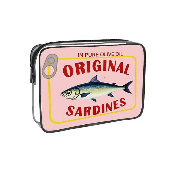 Sardine Tin Graphic Clear Cosmetic Travel Pouch Bag | 40P658