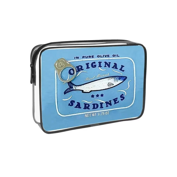 Sardine Tin Graphic Clear Cosmetic Travel Pouch Bag | 40P658