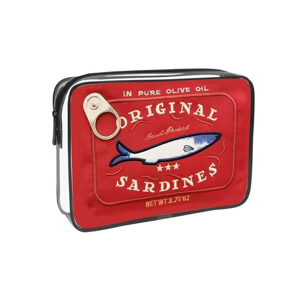 Sardine Tin Graphic Clear Cosmetic Travel Pouch Bag | 40P658