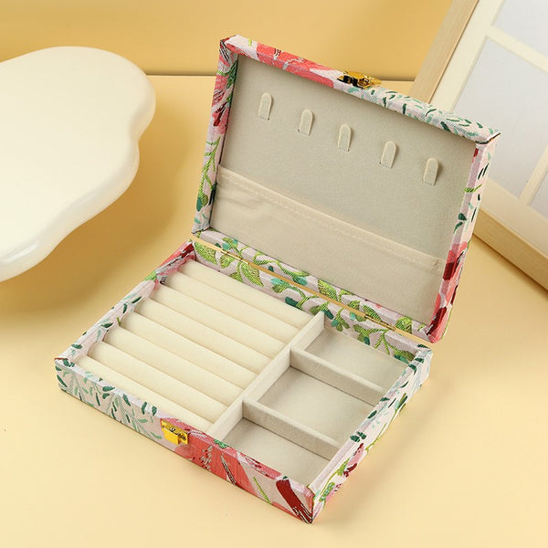 FLORAL PRINT JEWELRY ORGANIZER TRAVEL BOX CASE | 40P644